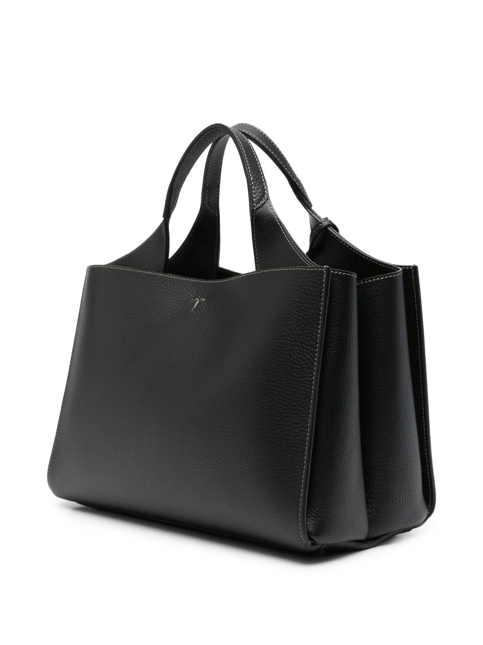 Tod's Structured Black Handbag with Dual Handles and Detachable Strap Zwart