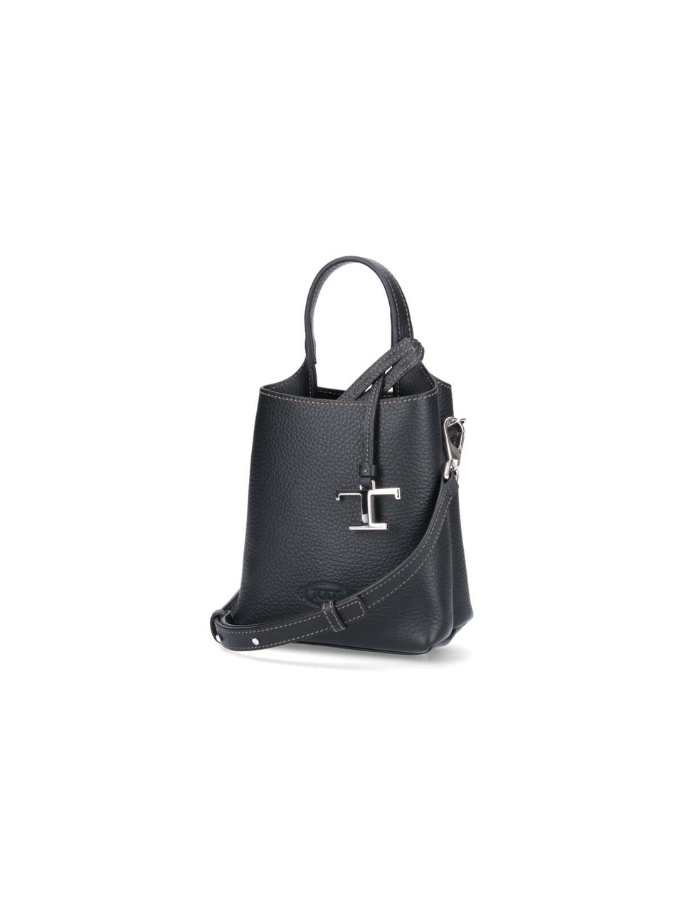Tod's Black T Timeless Micro Leather Handbag Zwart