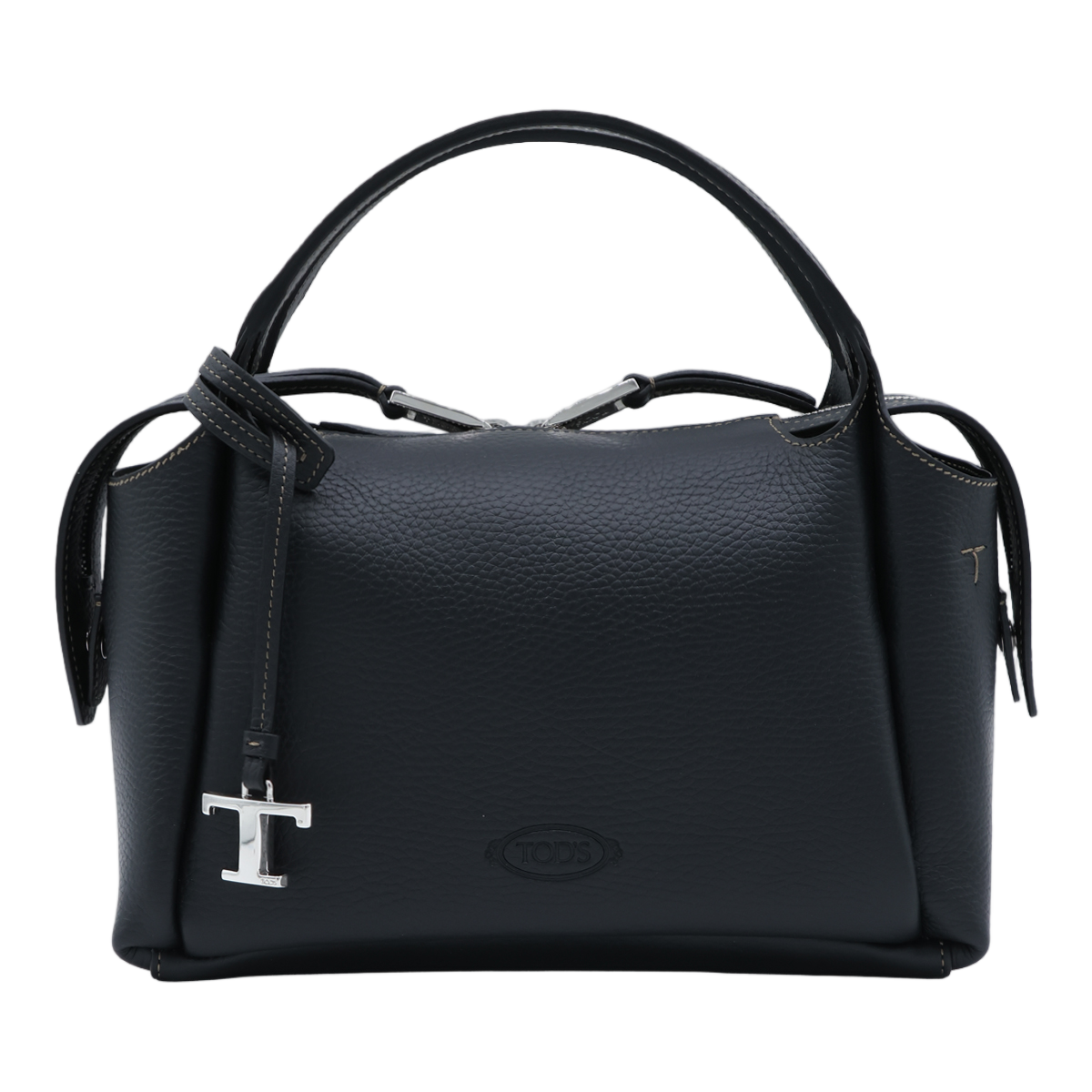 Tod's Structured Handbag with Pebbled Texture Zwart