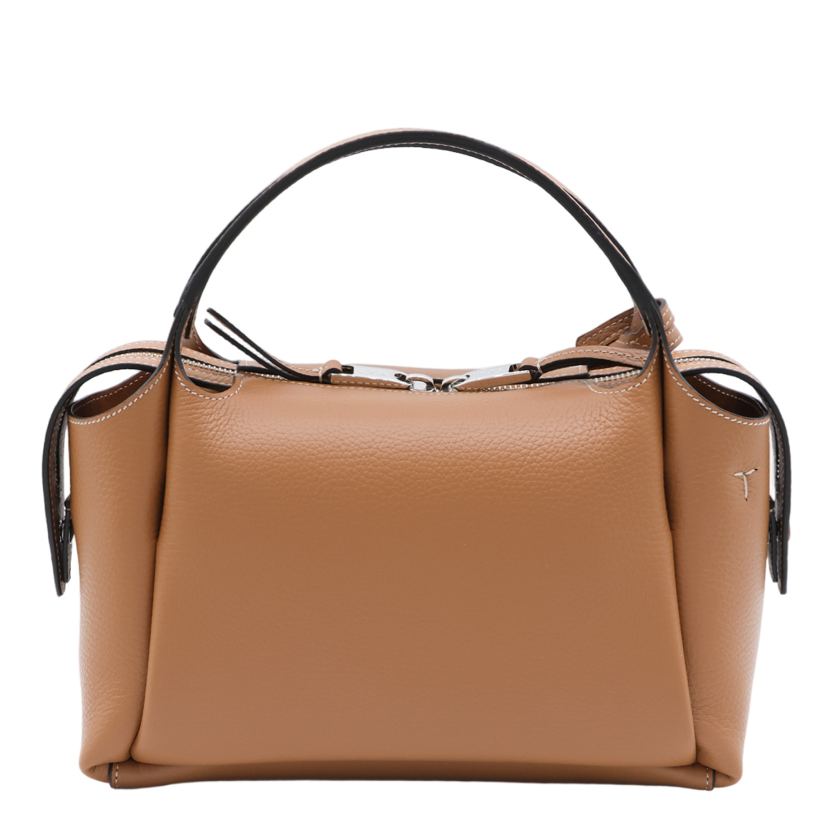 Tod's Structured Handbag with Smooth Pebbled Texture Bruin