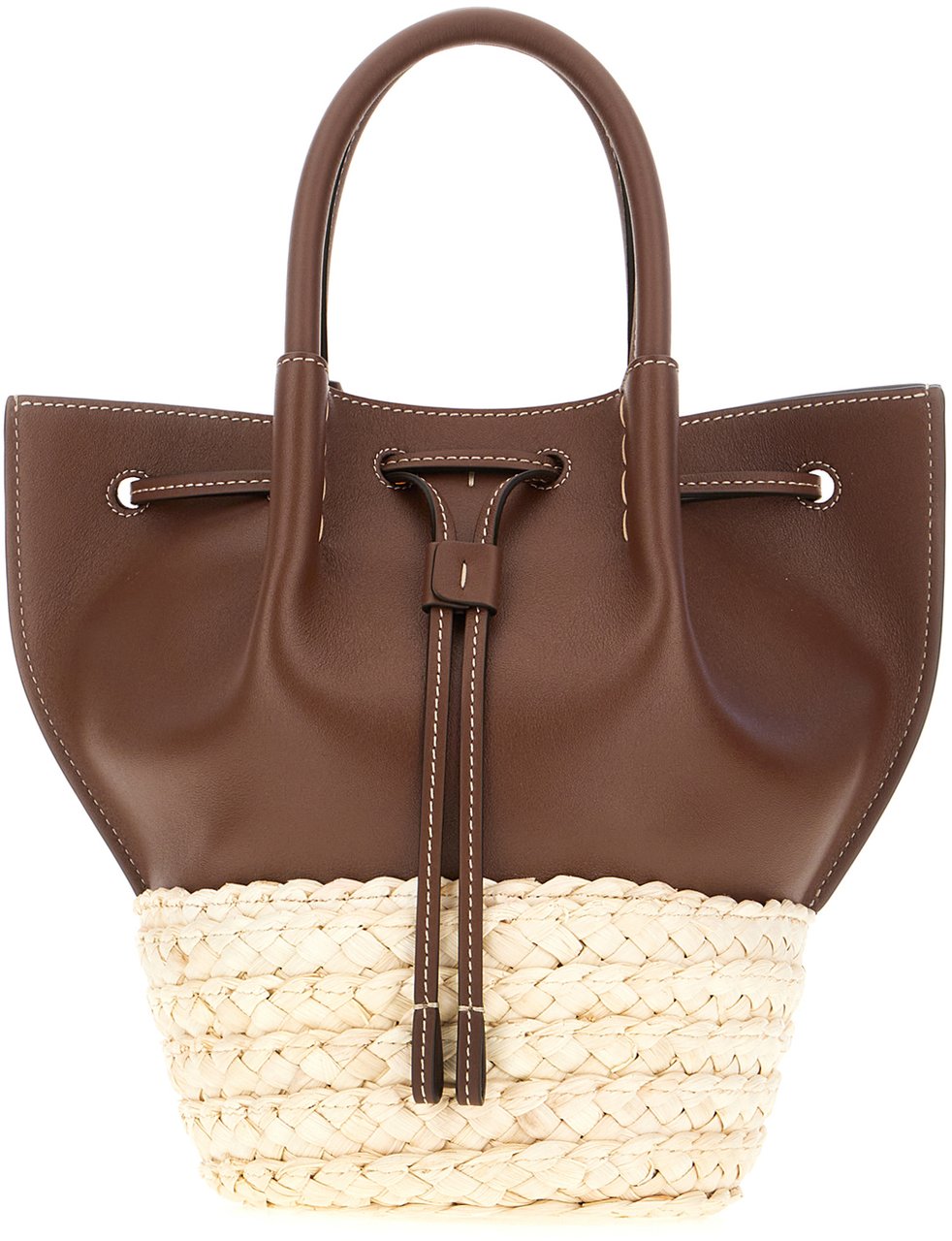 Tod's Tod's Two-tone rafia and leather shopping bag Divers