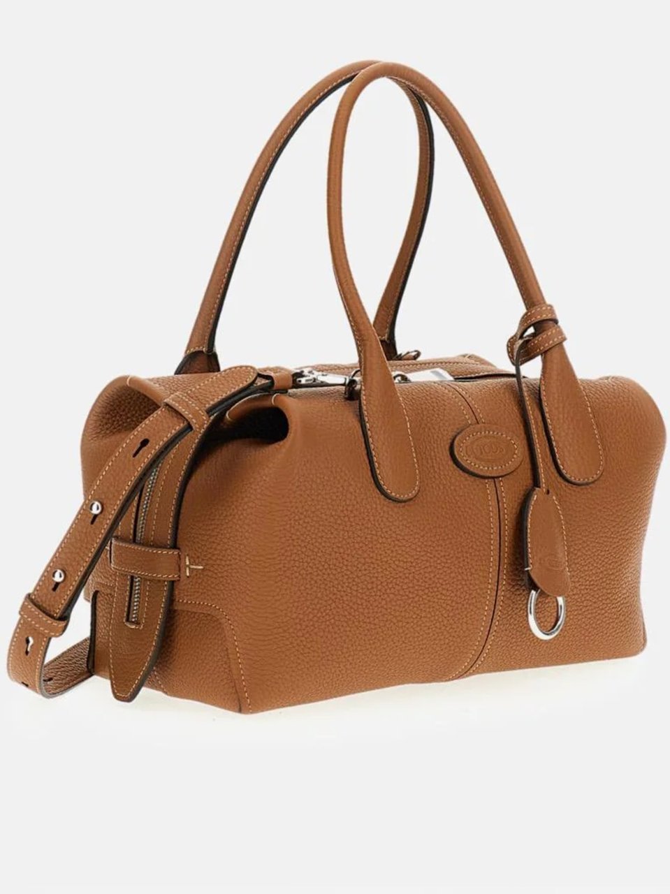 Tod's Structured Small Handbag with Rounded Edges and Adjustable Strap Bruin