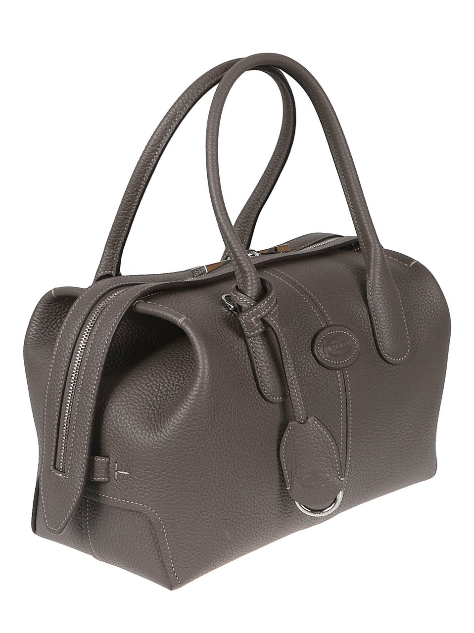 Tod's Brown Textured Leather Convertible Tote Bag Grijs