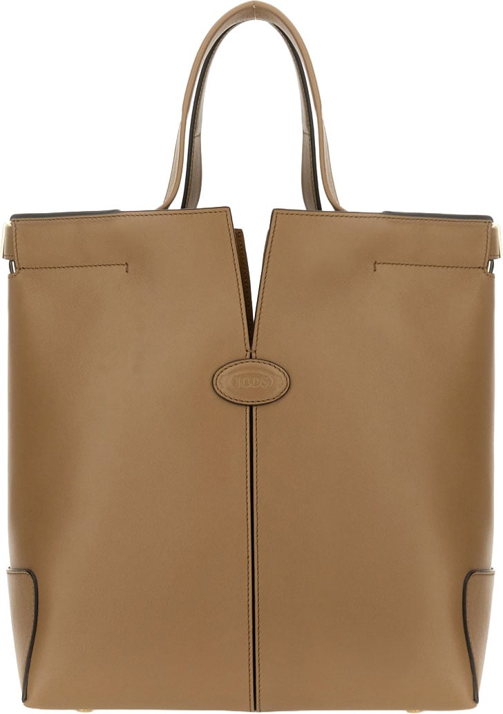 Tod's Structured Calfskin Leather Bag Bruin