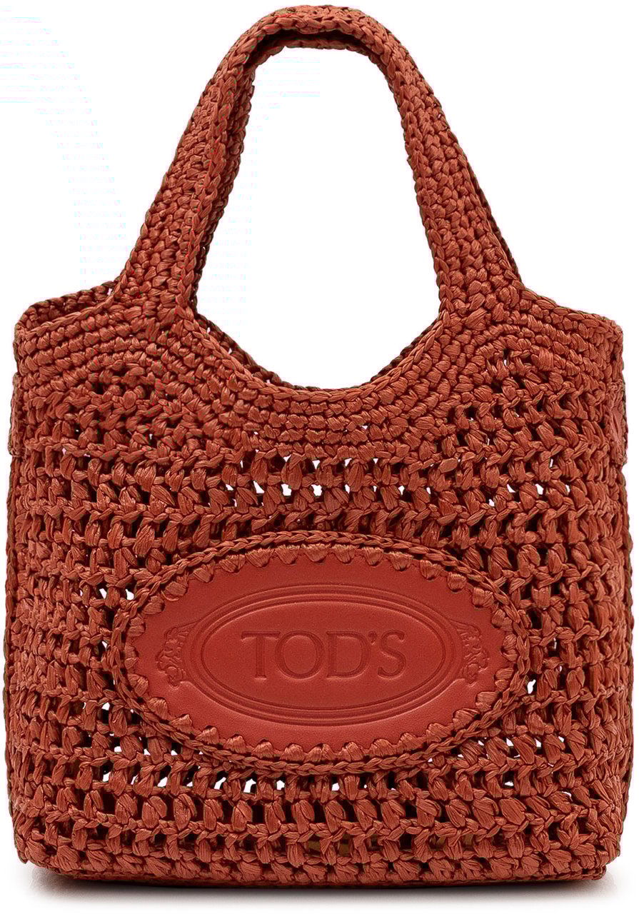 Tod's Borsa Mini con Due Manici in Tessuto Intrecciato Beige