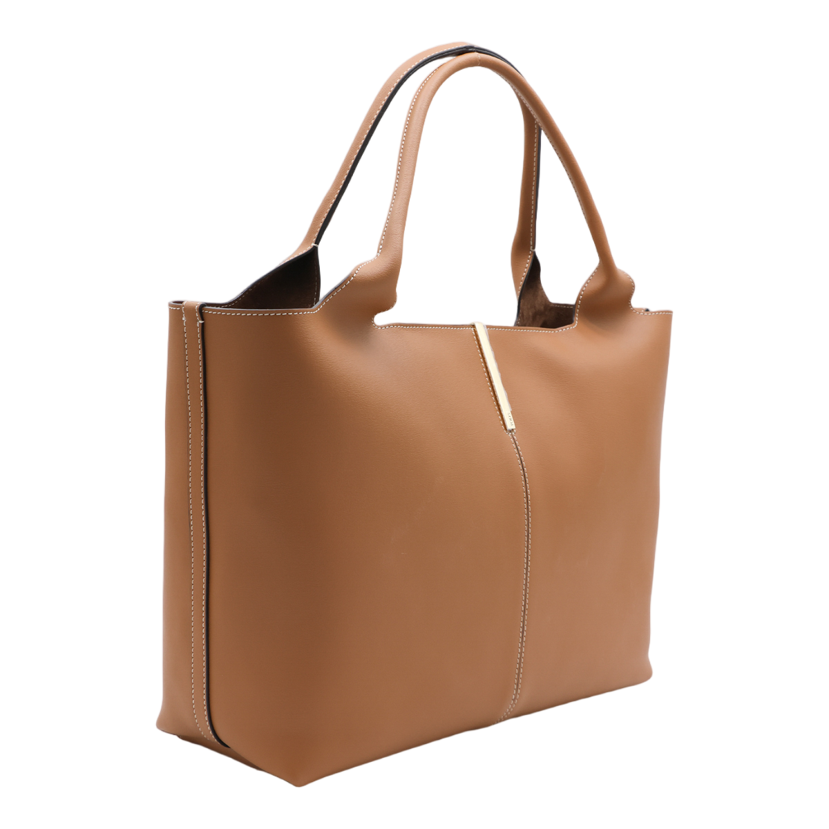 Tod's Structured Tote Bag with Metallic Bar Detail Bruin