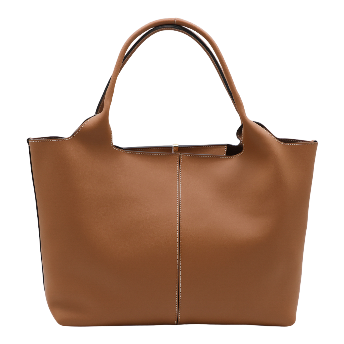 Tod's Structured Tote Bag with Metallic Bar Detail Bruin