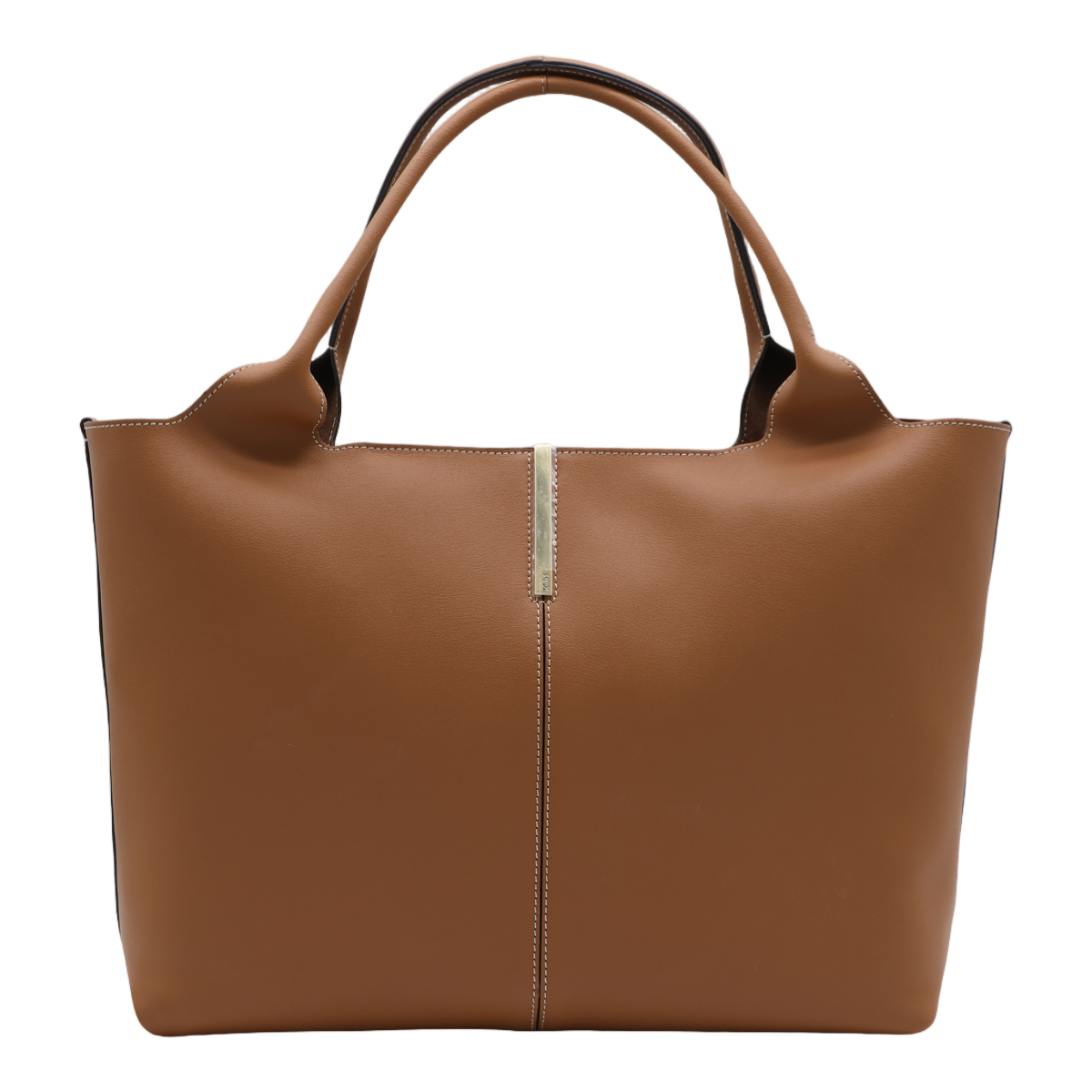 Tod's Structured Tote Bag with Metallic Bar Detail Bruin