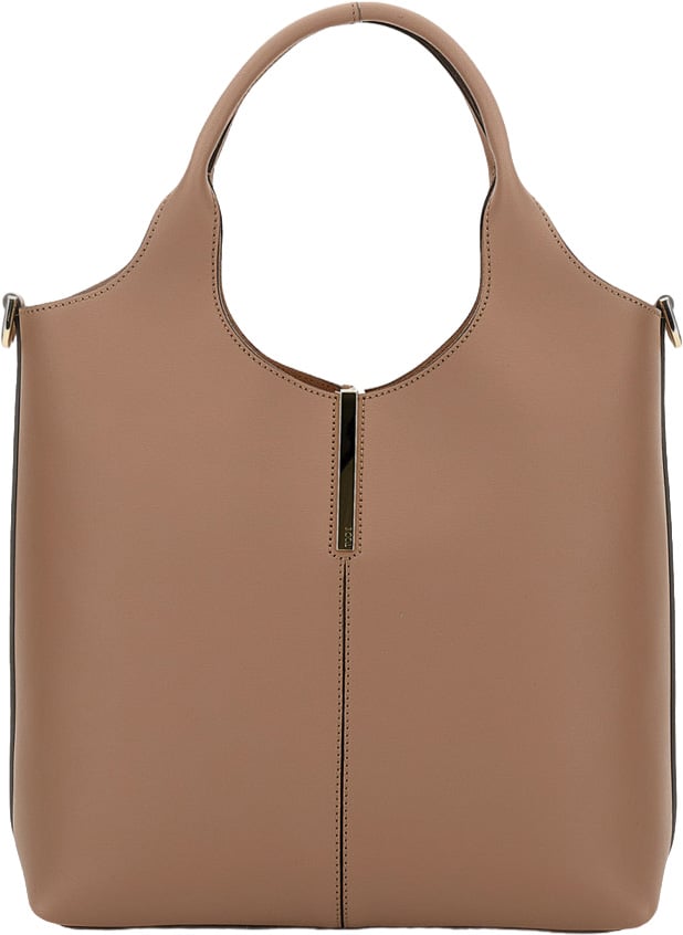 Tod's Structured Calfskin Leather Bag with Removable Shoulder Strap Neutraal