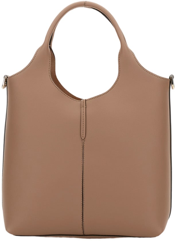 Tod's Structured Calfskin Leather Bag with Removable Shoulder Strap Neutraal