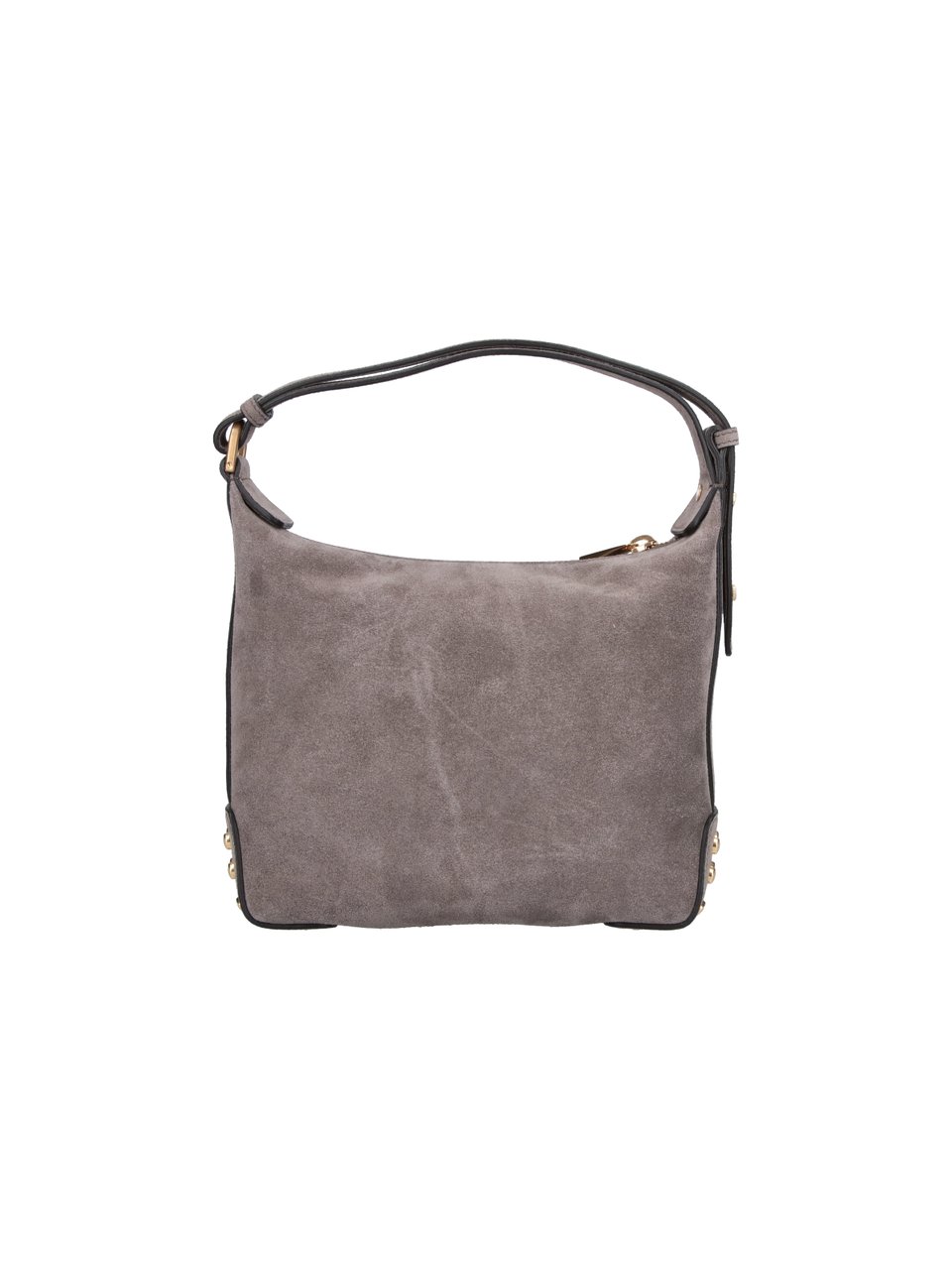 Tod's Grey Metal Dots Suede Shoulder Bag Grijs