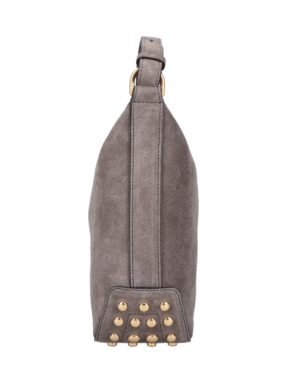Tod's Grey Metal Dots Suede Shoulder Bag Grijs