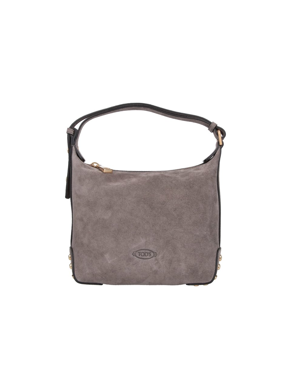 Tod's Grey Metal Dots Suede Shoulder Bag Grijs