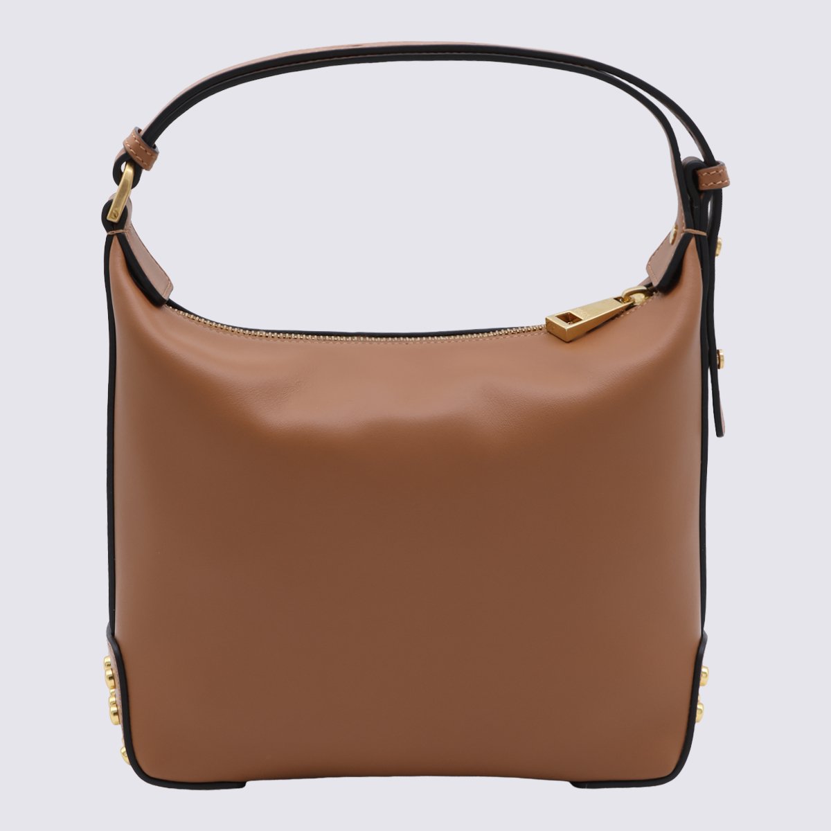 Tod's Structured Handbag with Smooth Finish and Gold-tone Accents Bruin
