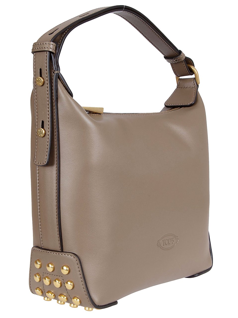 Tod's Calfskin Leather Bag with Adjustable Handle and Metallic Accents Bruin