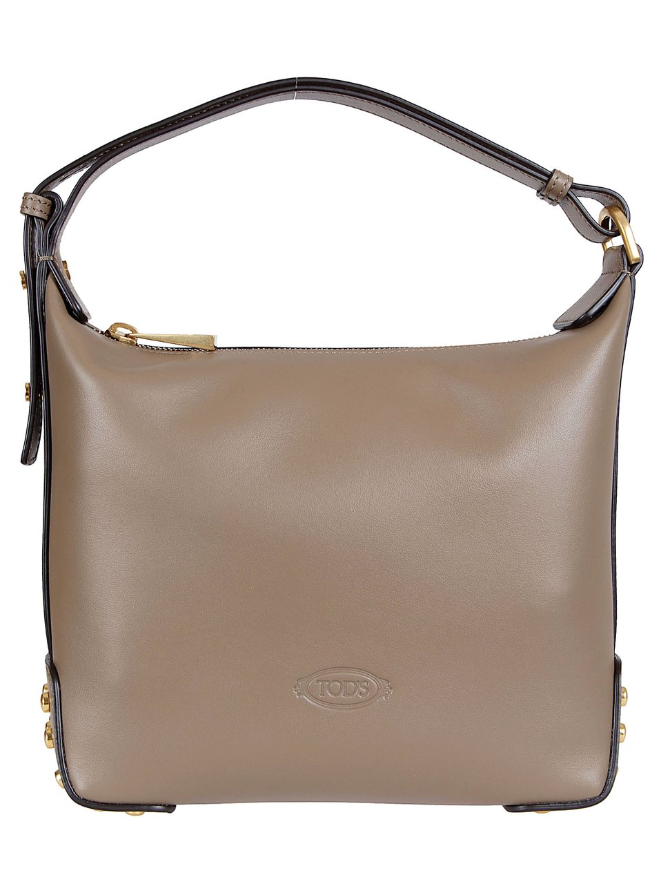 Tod's Calfskin Leather Bag with Adjustable Handle and Metallic Accents Bruin