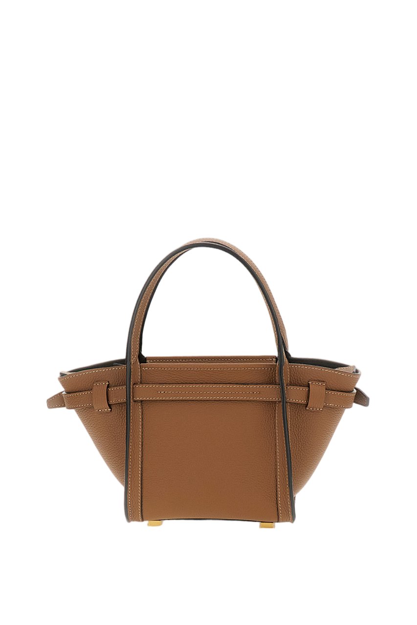 Tod's Structured Mini Leather Tote Bag With Iconic Gold-Tone Detail Bruin