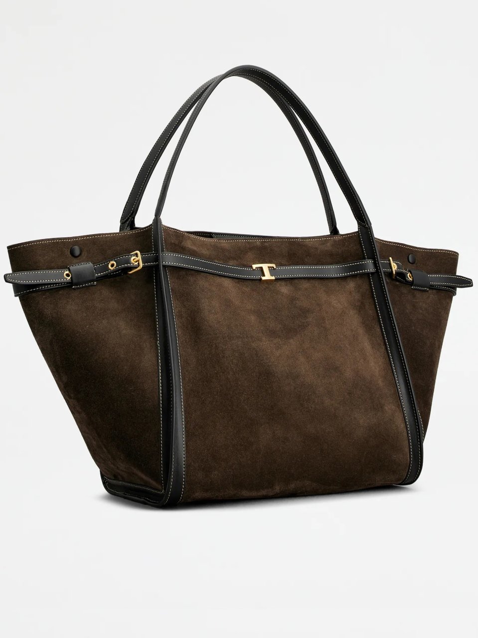 Tod's Suede Leather-Trim Tim Tote Bag Zwart