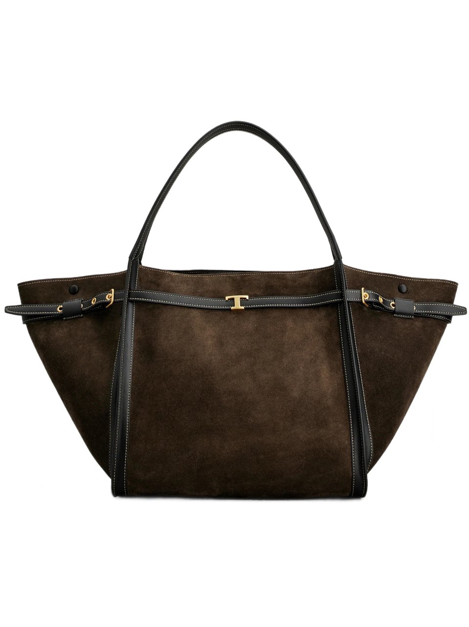 Tod's Suede Leather-Trim Tim Tote Bag Zwart