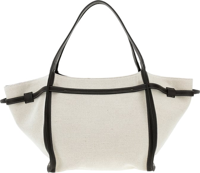 Tod's White Medium Fabric Shopping Bag Wit