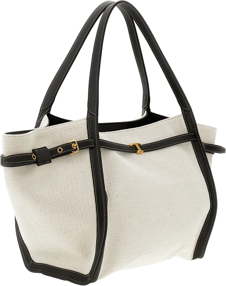Tod's White Medium Fabric Shopping Bag Wit