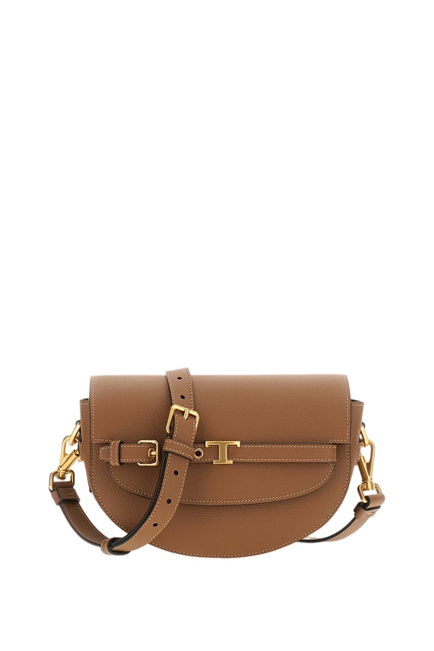 Tod's Brown Hammered Leather Shoulder Bag Bruin