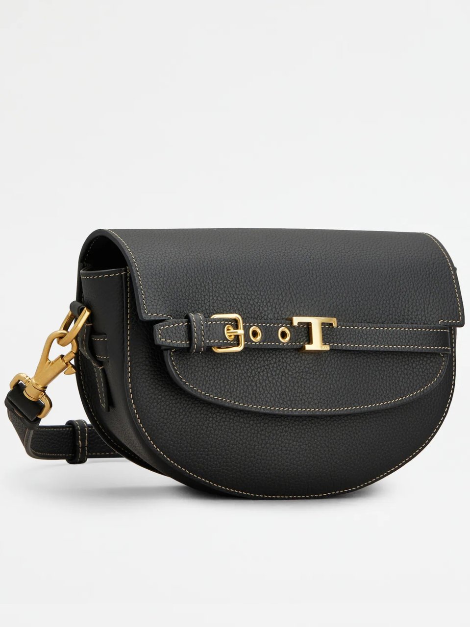Tod's Semi-Circular Crossbody Bag with Gold Hardware Accents Zwart