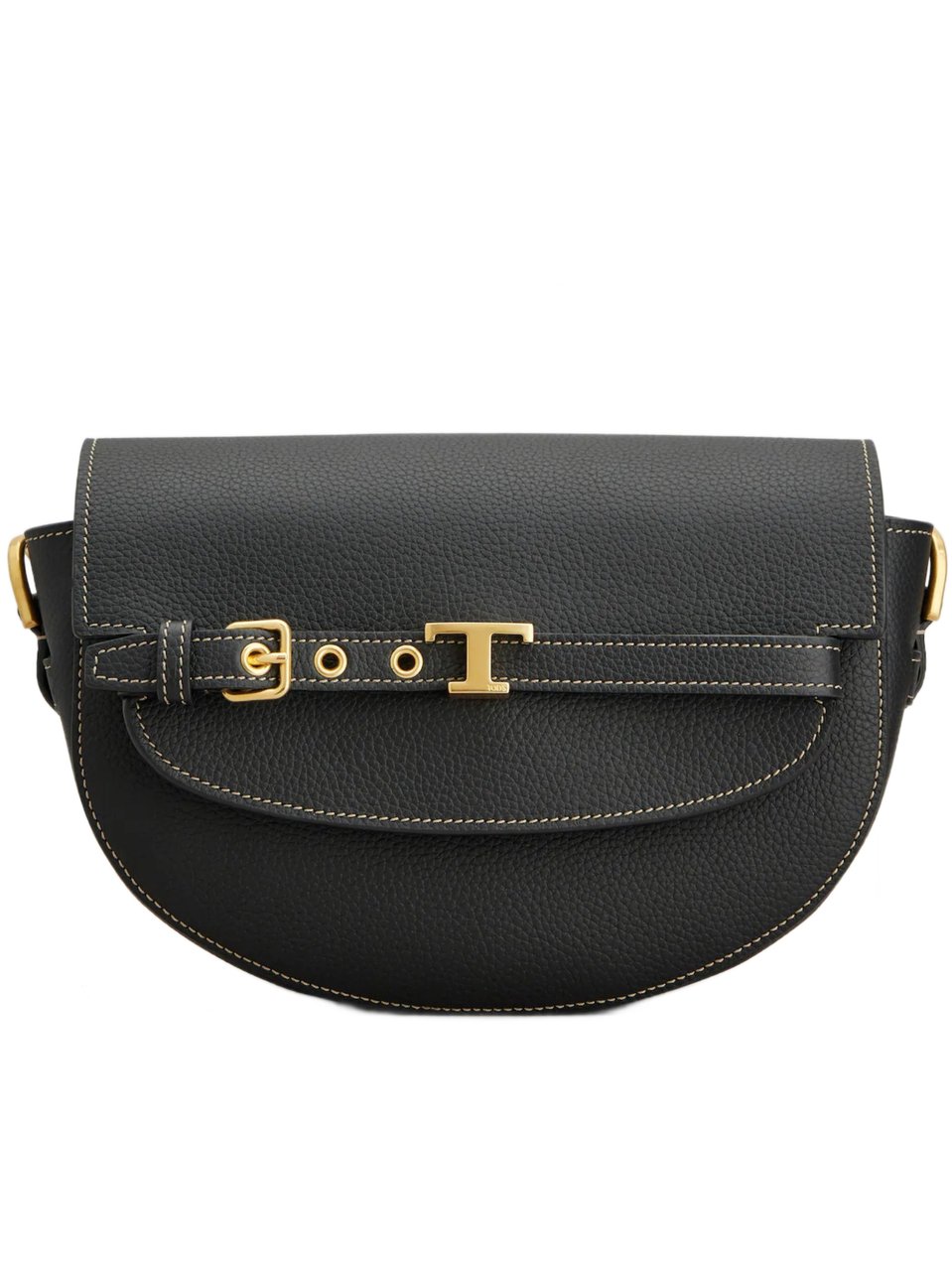 Tod's Semi-Circular Crossbody Bag with Gold Hardware Accents Zwart