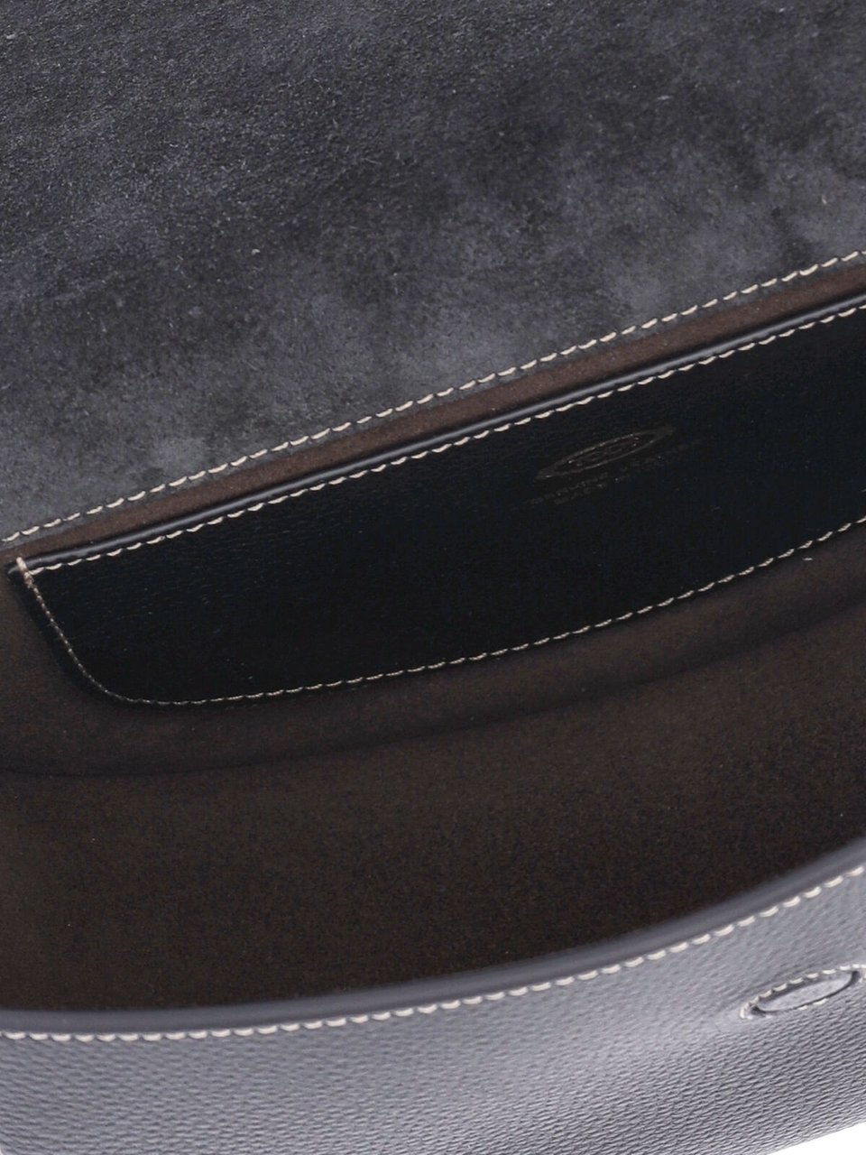 Tod's Black T Signature Calfskin Shoulder Bag Zwart