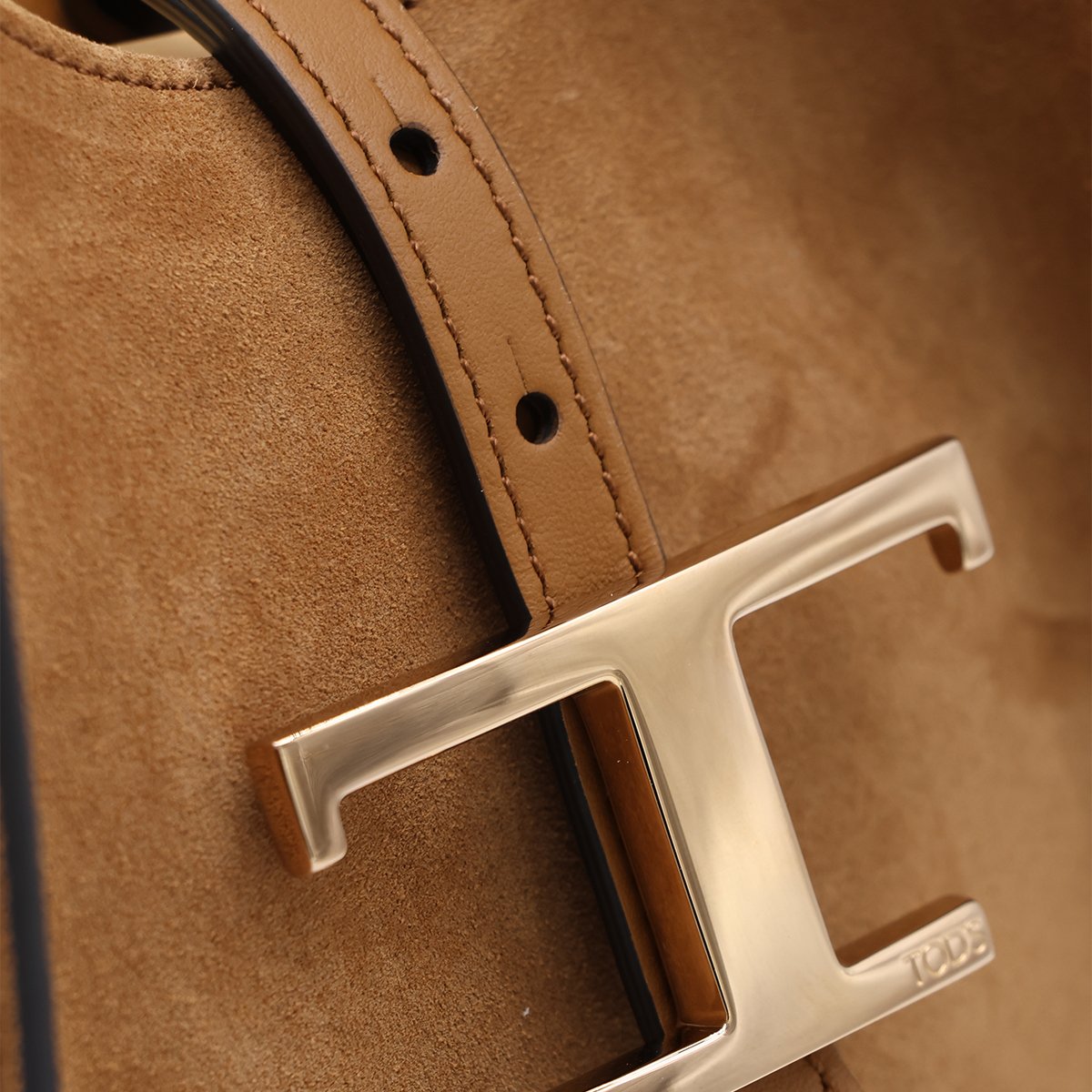 Tod's Suede Tote Bag with Metallic T-Buckle Bruin