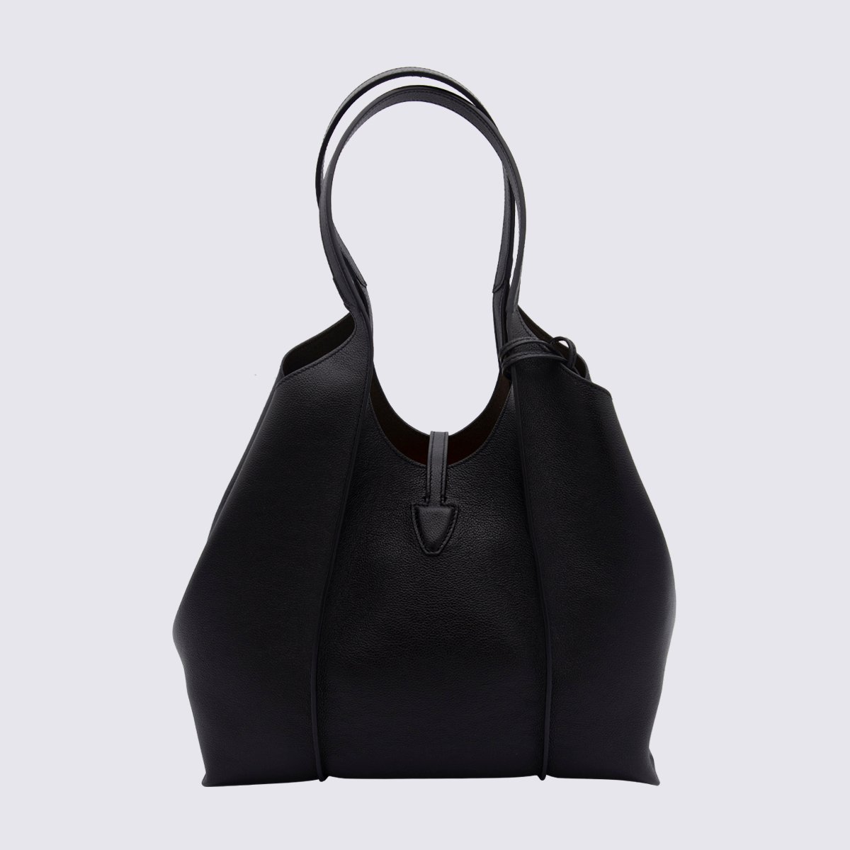 Tod's Structured Black Handbag With Gold-Tone Buckle Detail Zwart