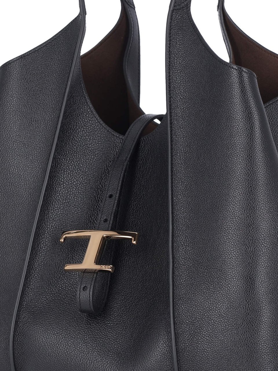 Tod's Structured Small Shopping Bag with T Pendant Closure Zwart