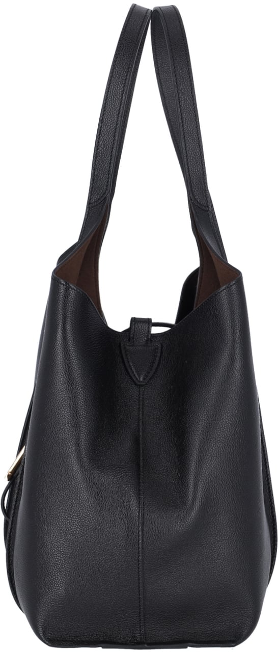 Tod's Structured Small Shopping Bag with T Pendant Closure Zwart