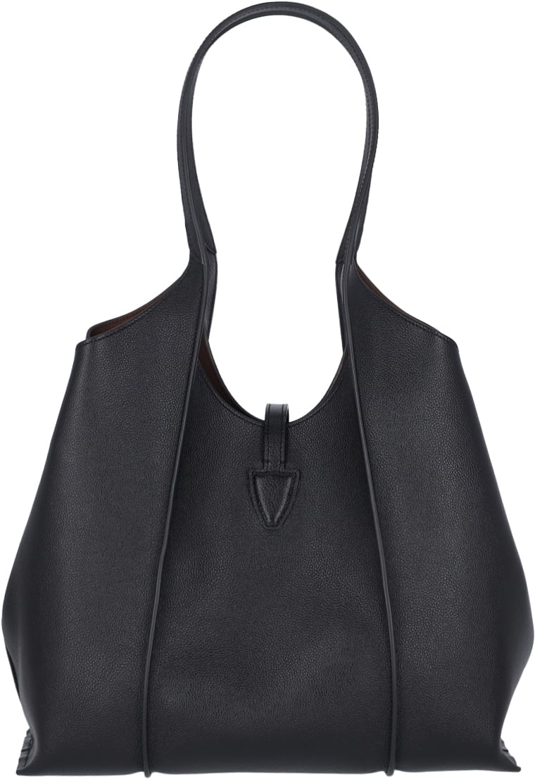 Tod's Structured Small Shopping Bag with T Pendant Closure Zwart