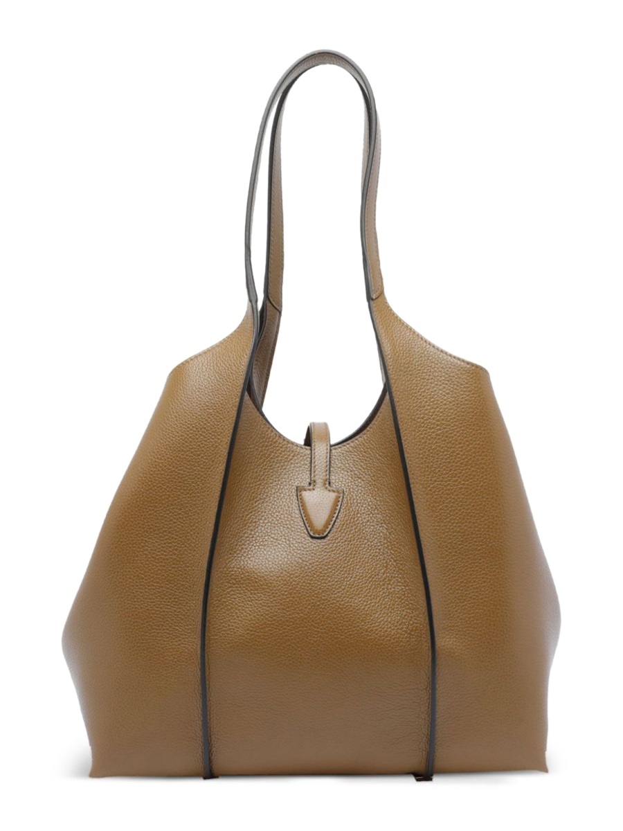 Tod's Black T Timeless Textured Calfskin Tote Bag Bruin