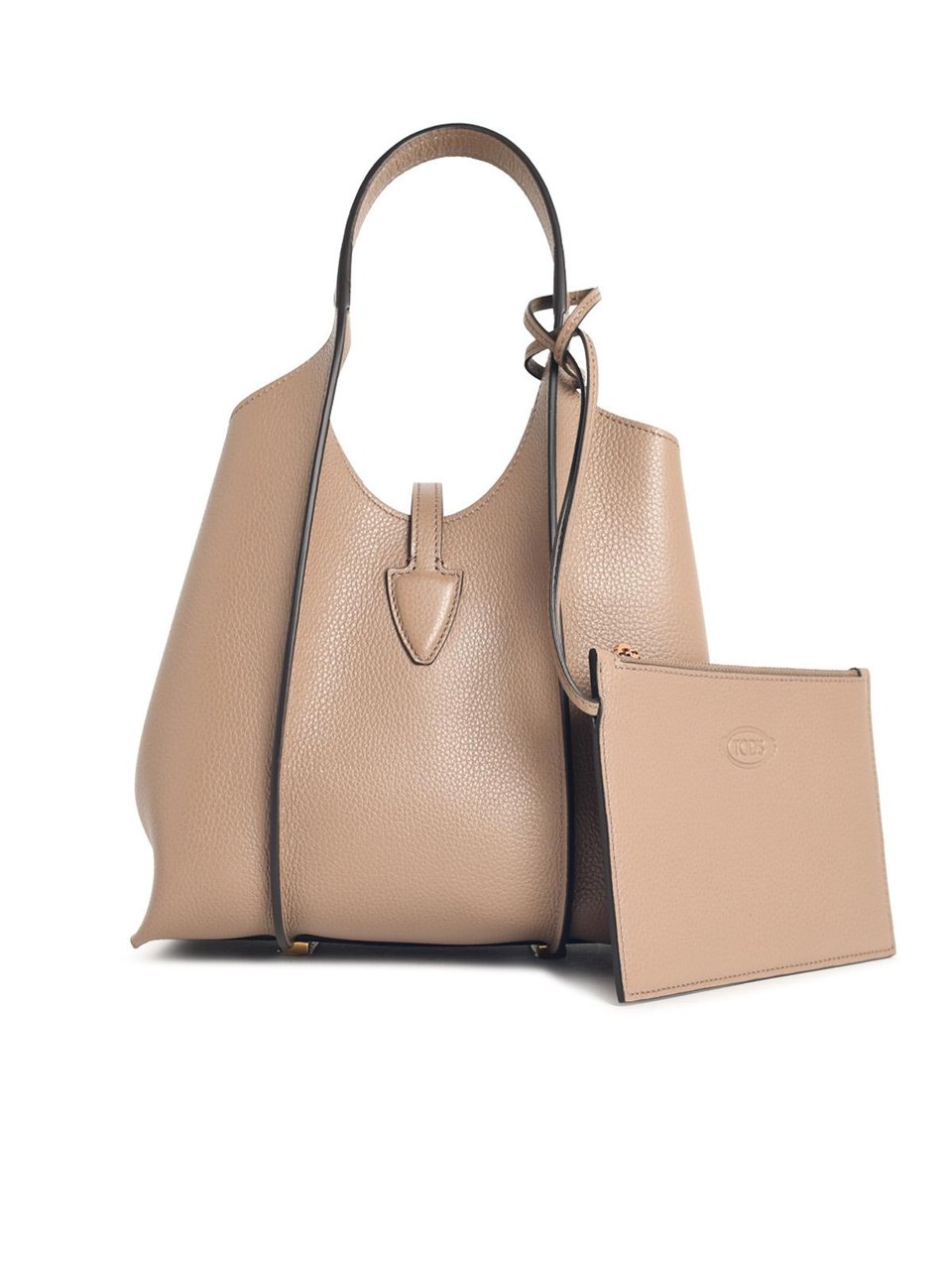 Tod's T Timeless Mini Shopping Bag In Beige Leather Roze