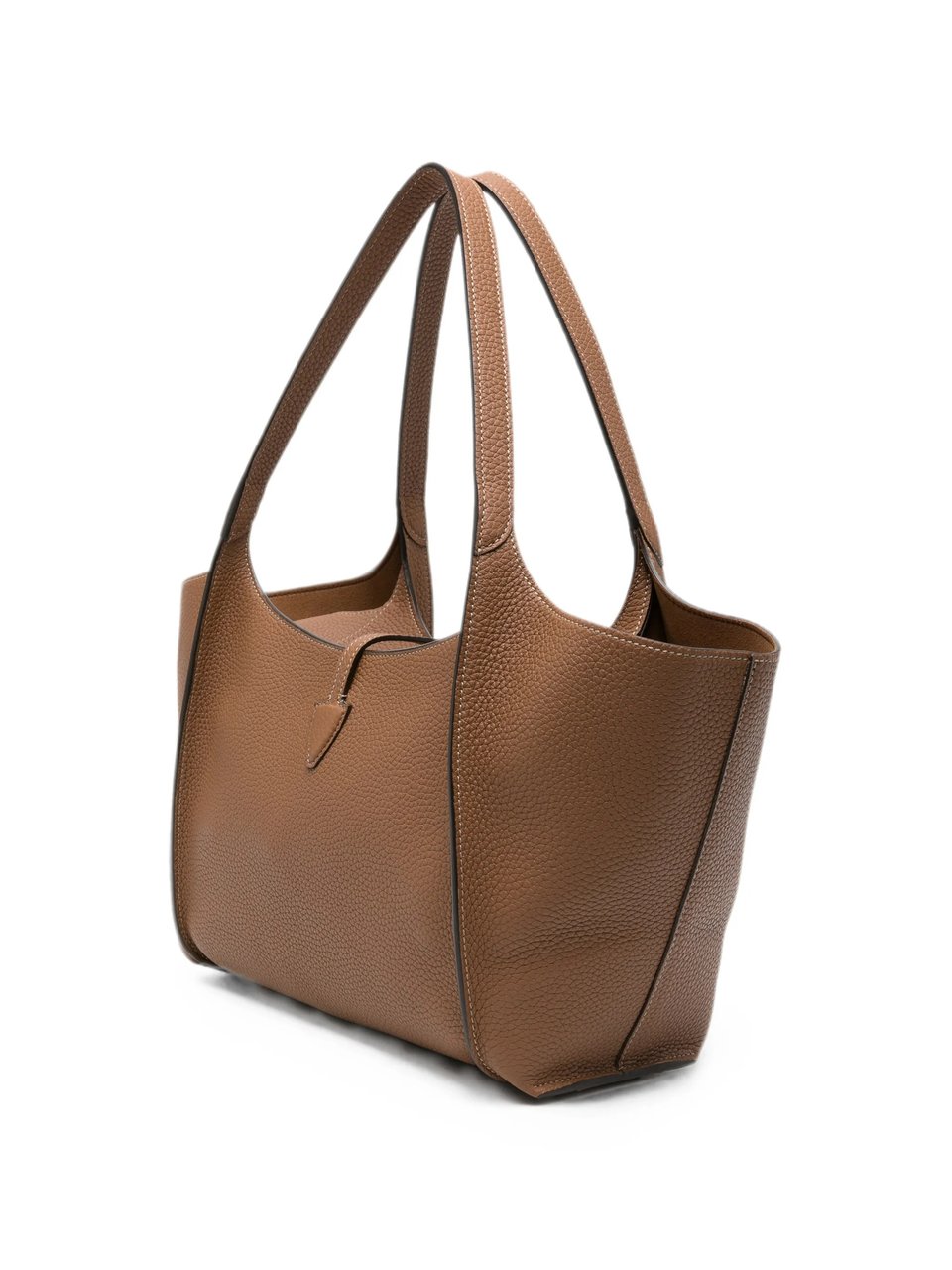 Tod's Structured Pebbled Shoulder Bag with T-Buckle Closure Bruin