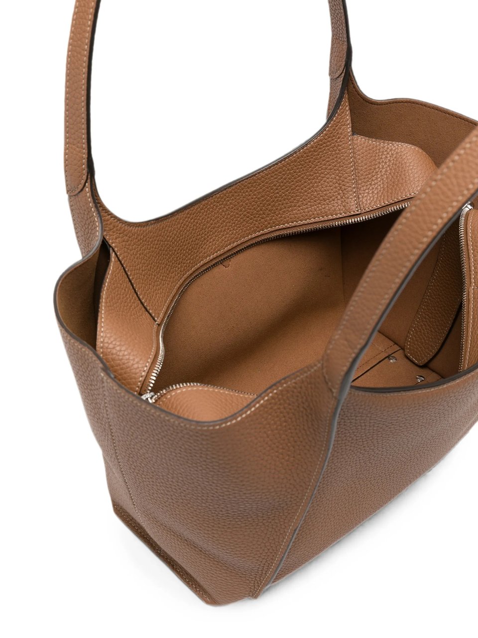 Tod's Structured Pebbled Shoulder Bag with T-Buckle Closure Bruin