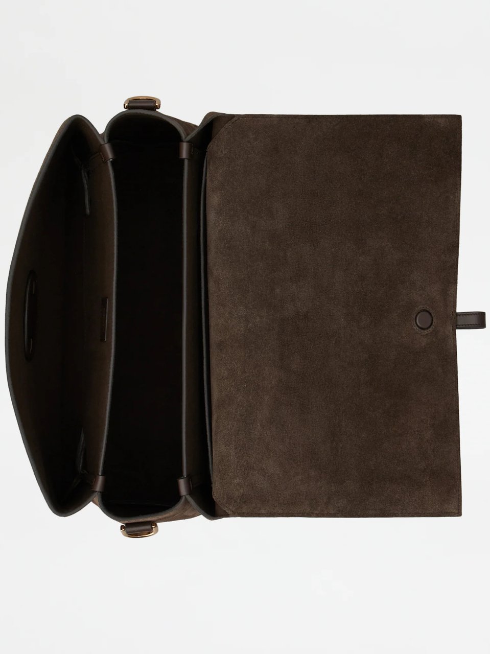 Tod's Deep Brown Suede Buckle Shoulder Bag Zwart