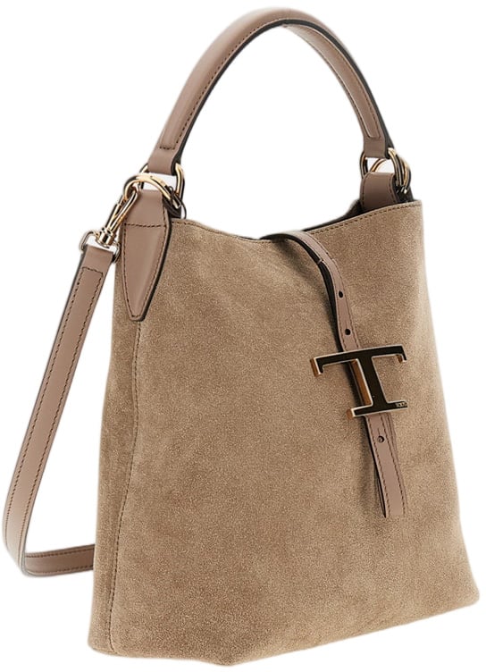 Tod's Mini Bucket Bag with Customized Metal Pendant Bruin