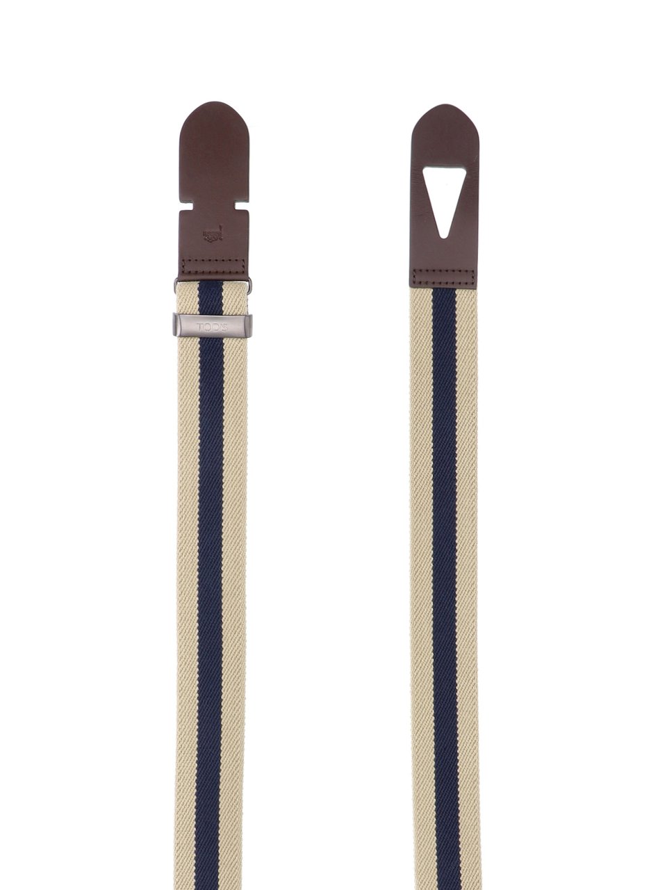 Tod's Grey Canvas Greca Leather Belt Neutraal