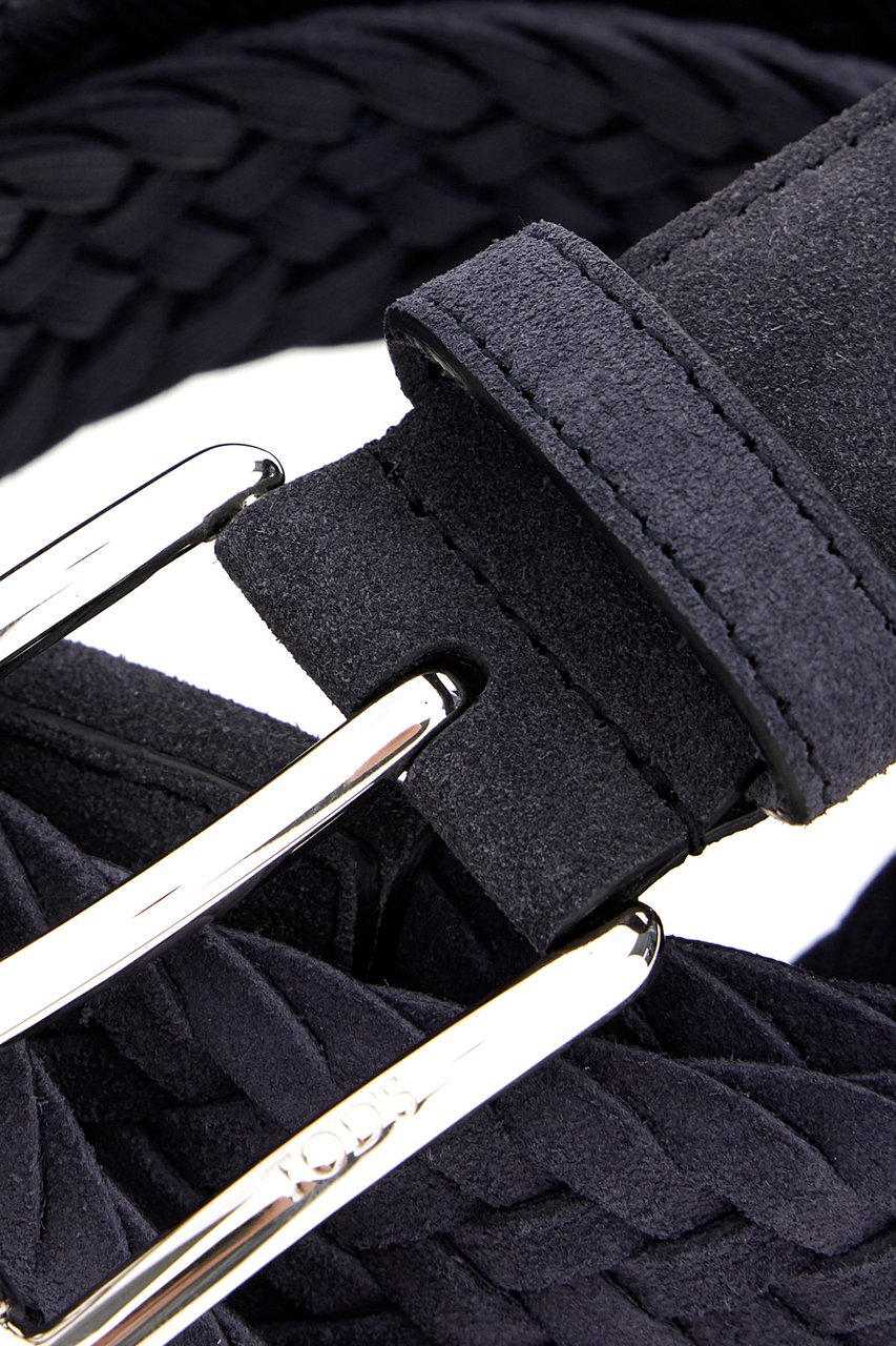 Tod's Navy Blue Suede Belt Blauw