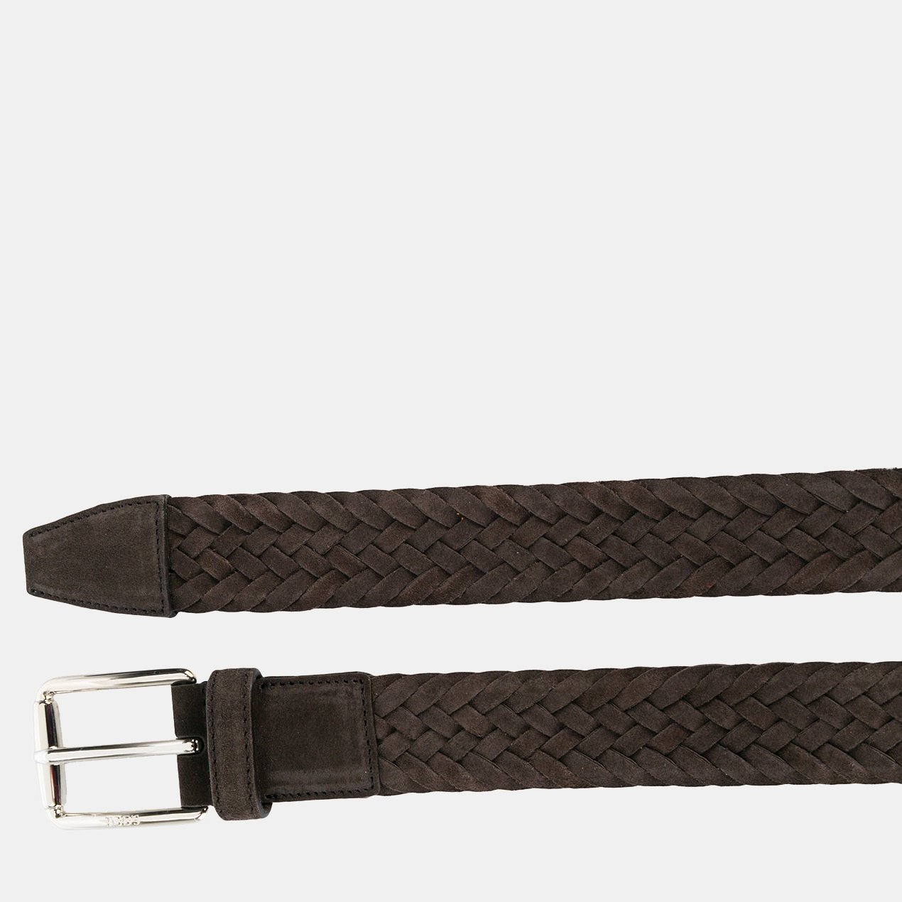 Tod's Dark Brown Suede Woven Belt Zwart