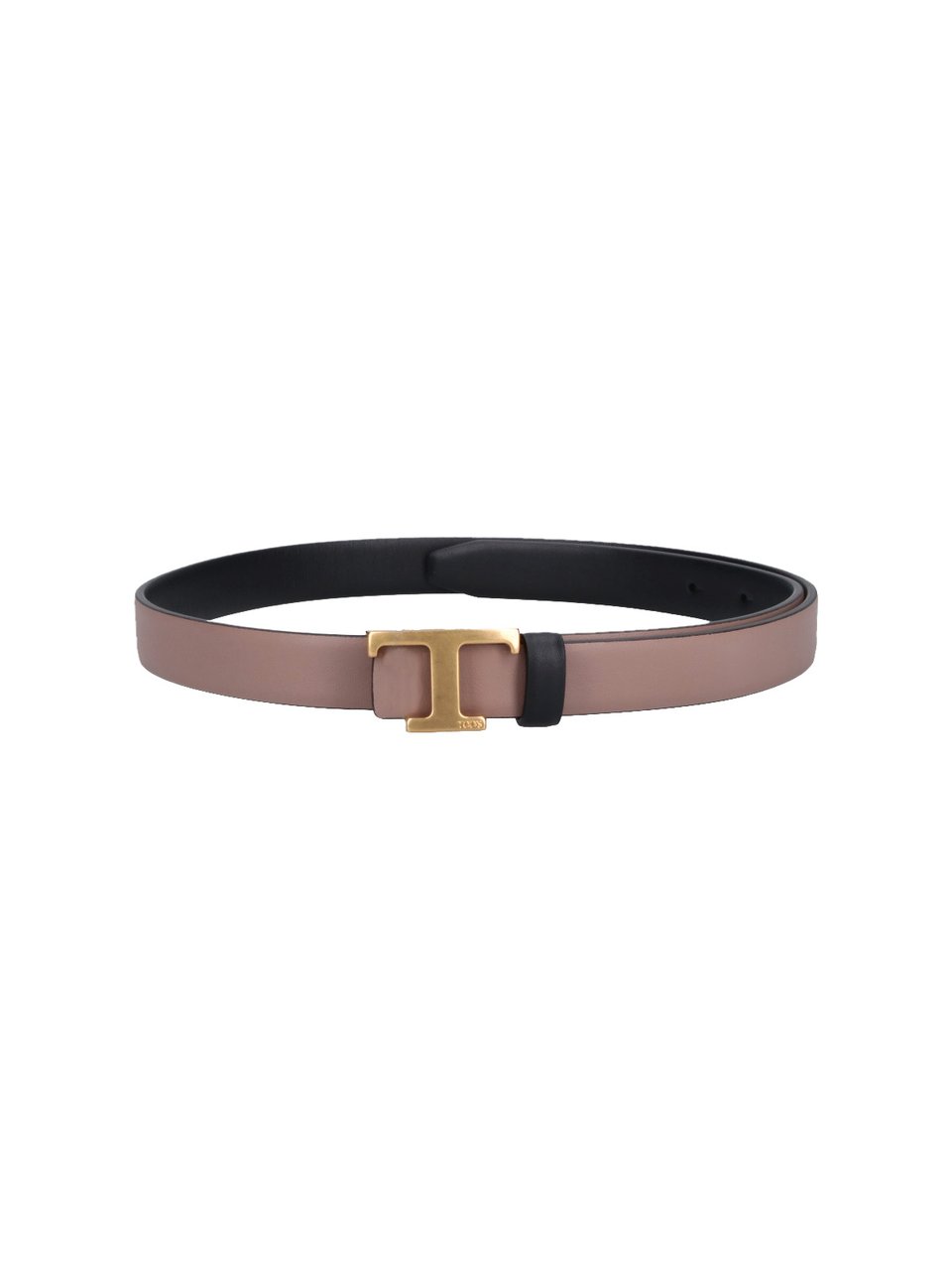 Tod's Black Calfskin "T Timeless" Reversible Belt Zwart