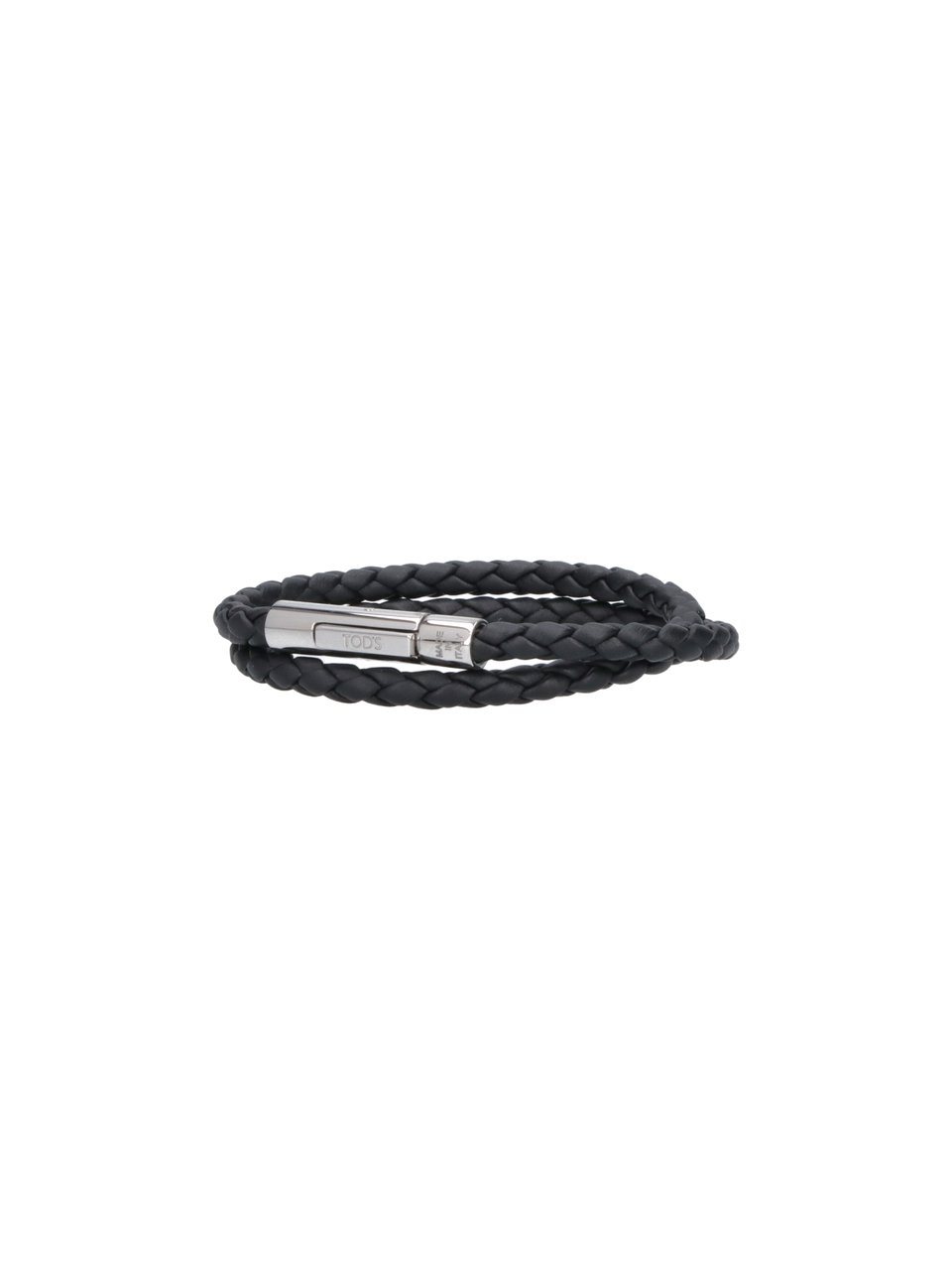 Tod's Black Mycolors Braided Leather Bracelet Zwart