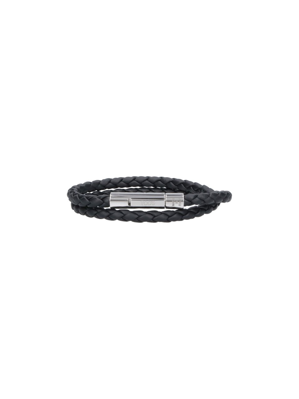 Tod's Black Mycolors Braided Leather Bracelet Zwart