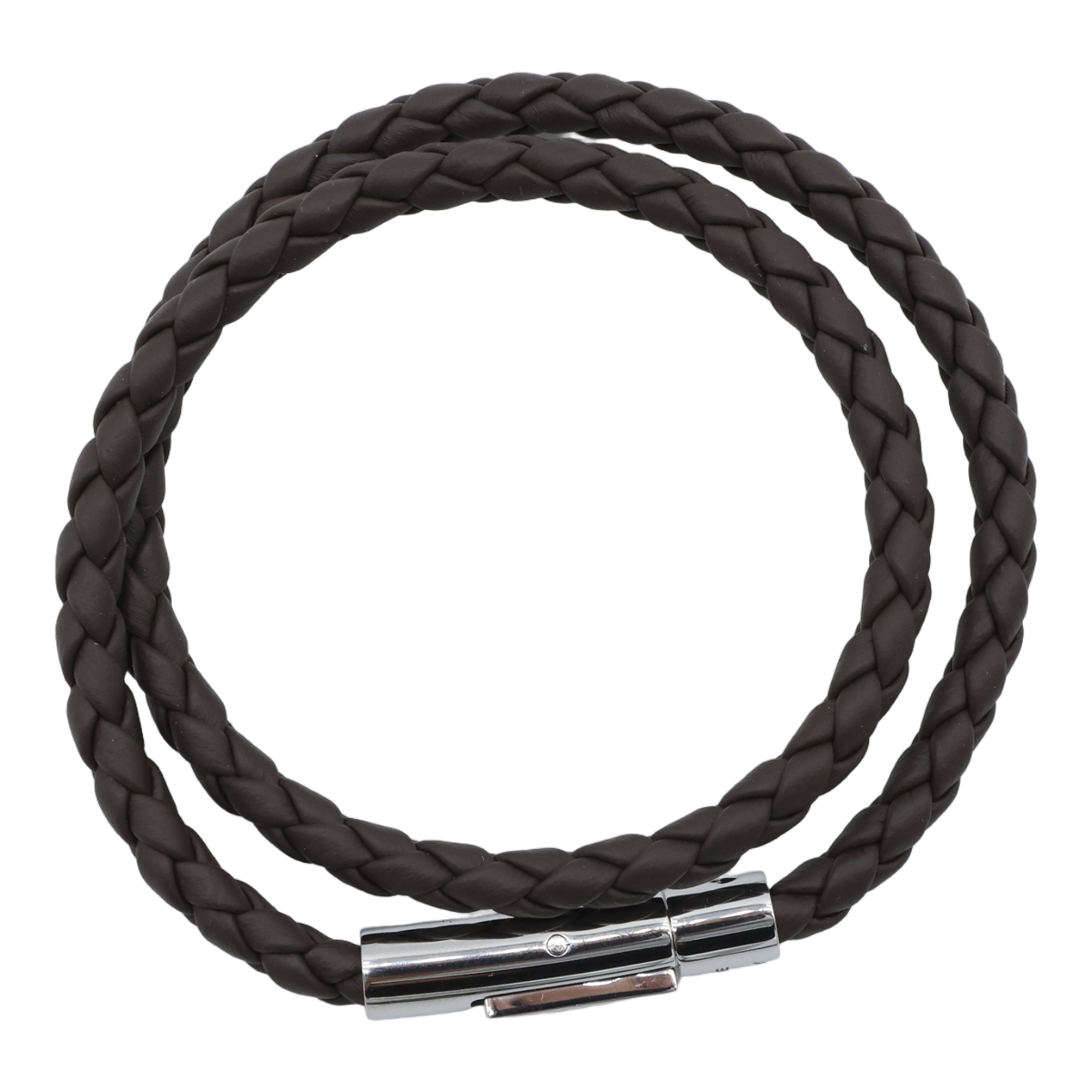 Tod's Double-Wrap Braided Bracelet with Polished Metallic Clasp Zwart