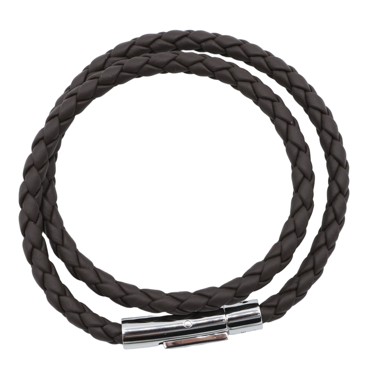 Tod's Double-Wrap Braided Bracelet with Polished Metallic Clasp Zwart