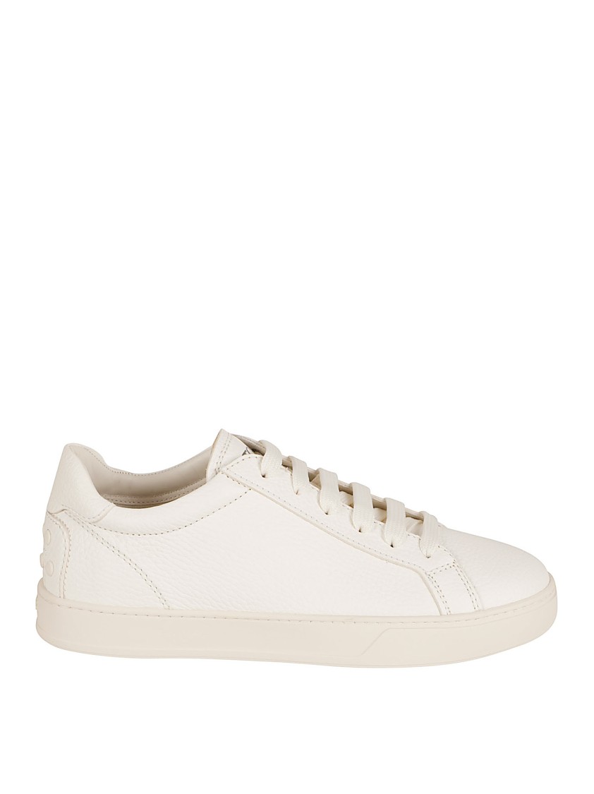 Tod's White Sneakers With Natural-Grain Calfskin Neutraal