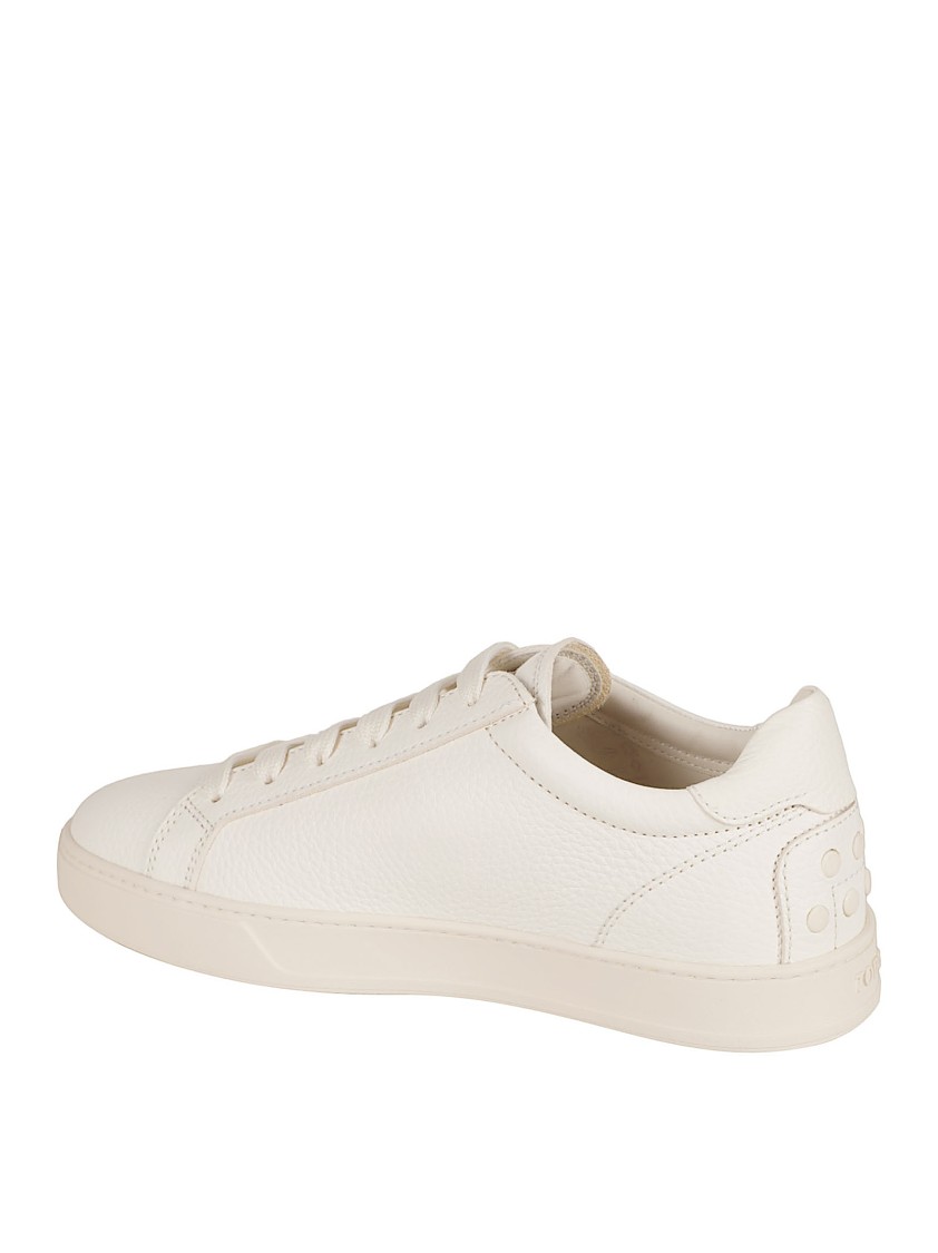 Tod's White Sneakers With Natural-Grain Calfskin Neutraal